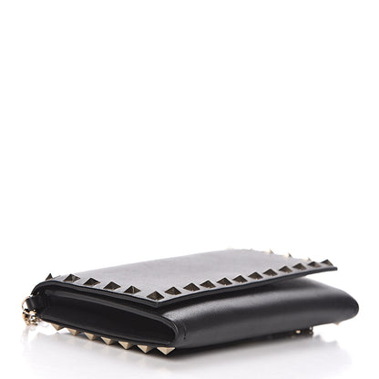 Valentino Garavani Vitello Small Rockstud Flap Wallet on Chain Black 4 of 11
