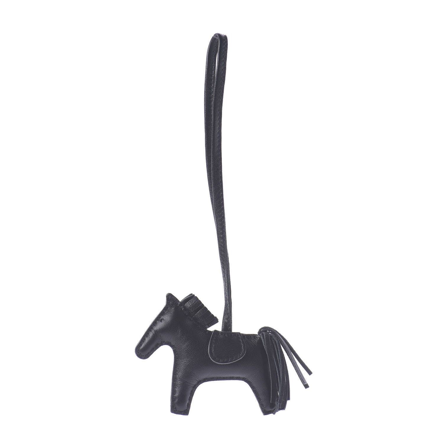 Hermes Milo Lambskin Grigri Rodeo Horse Bag Charm PM So Black 3 of 5