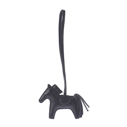 Hermes Milo Lambskin Grigri Rodeo Horse Bag Charm PM So Black 3 of 5
