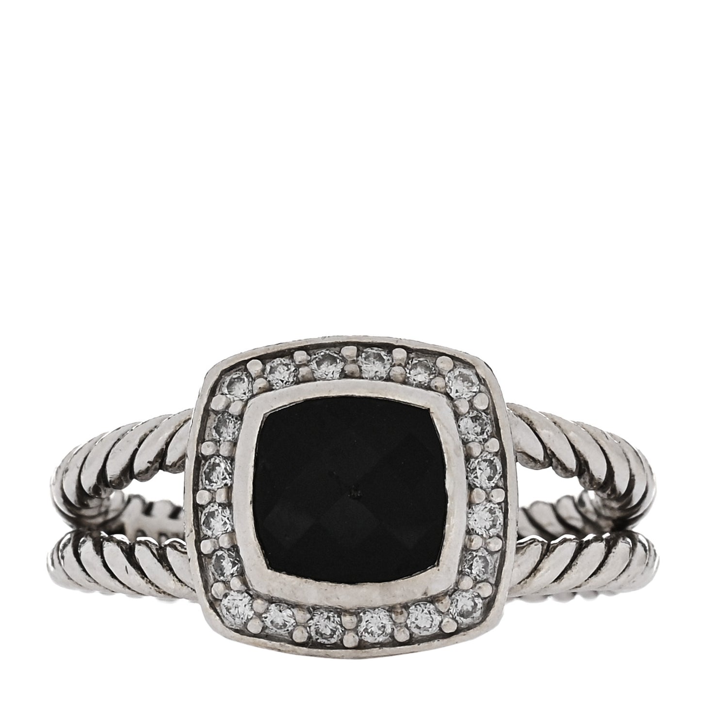 Sterling Silver Diamond Black Onyx 7mm Petite Albion Ring 51 5.75