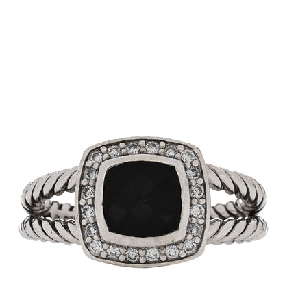 David Yurman Sterling Silver Diamond Black Onyx 7mm Petite Albion Ring 51 5.75 1 of 5