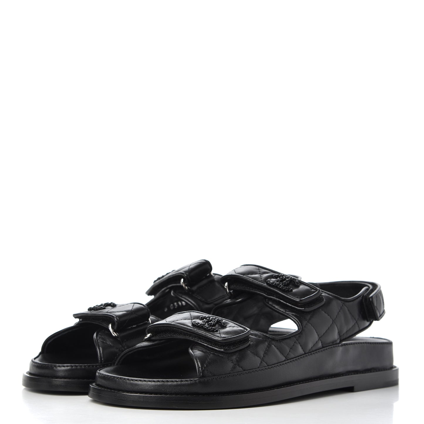 Lambskin Velcro Dad Sandals 38.5 Black