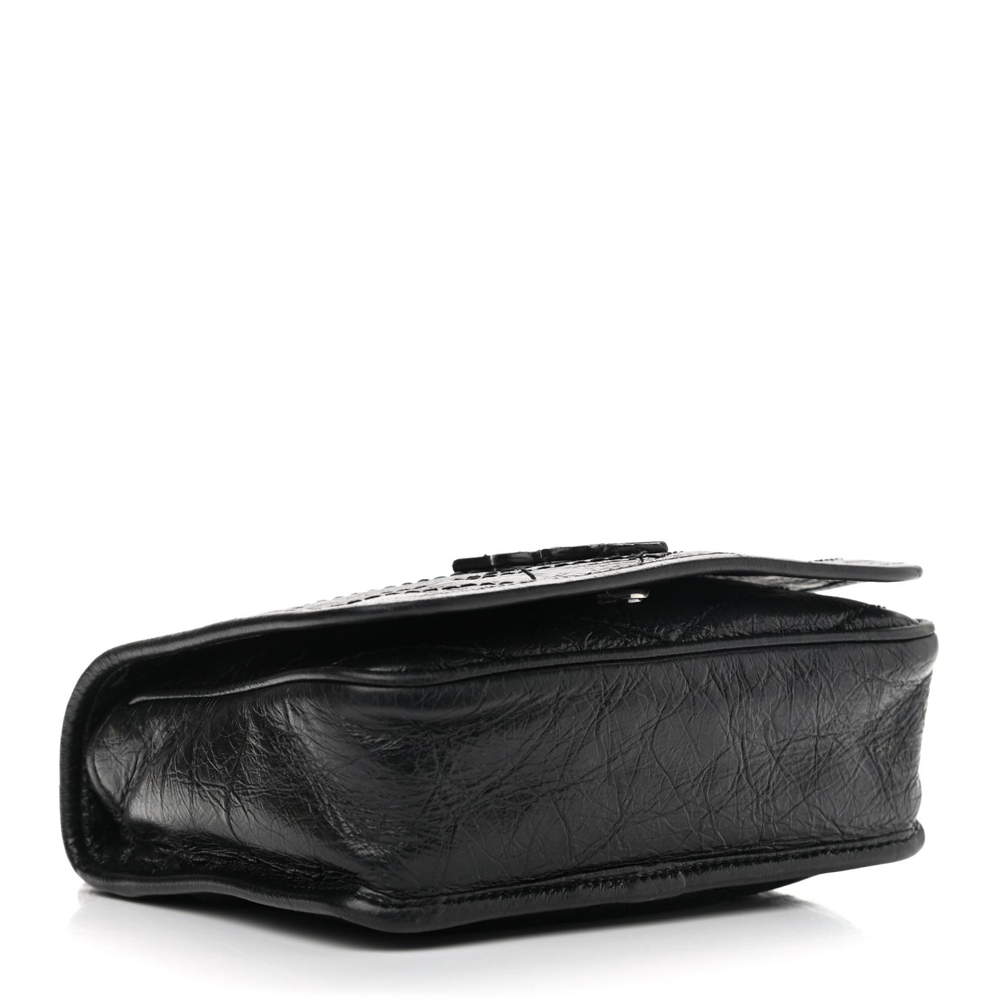 Crinkled Calfskin Matelasse Monogram Niki Chain Wallet Black
