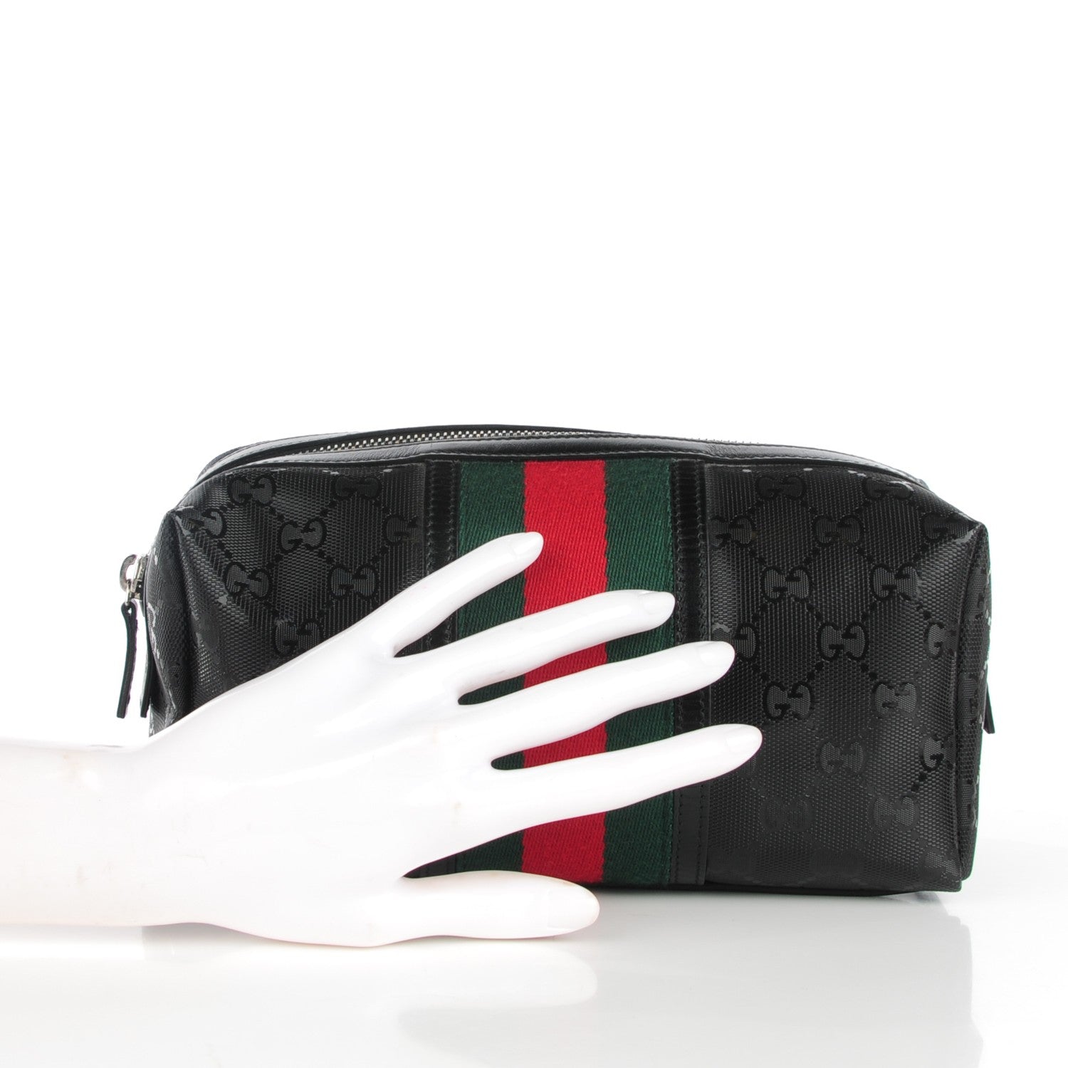 Gucci Imprime Monogram Web Large Cosmetic Case Black 2 of 7