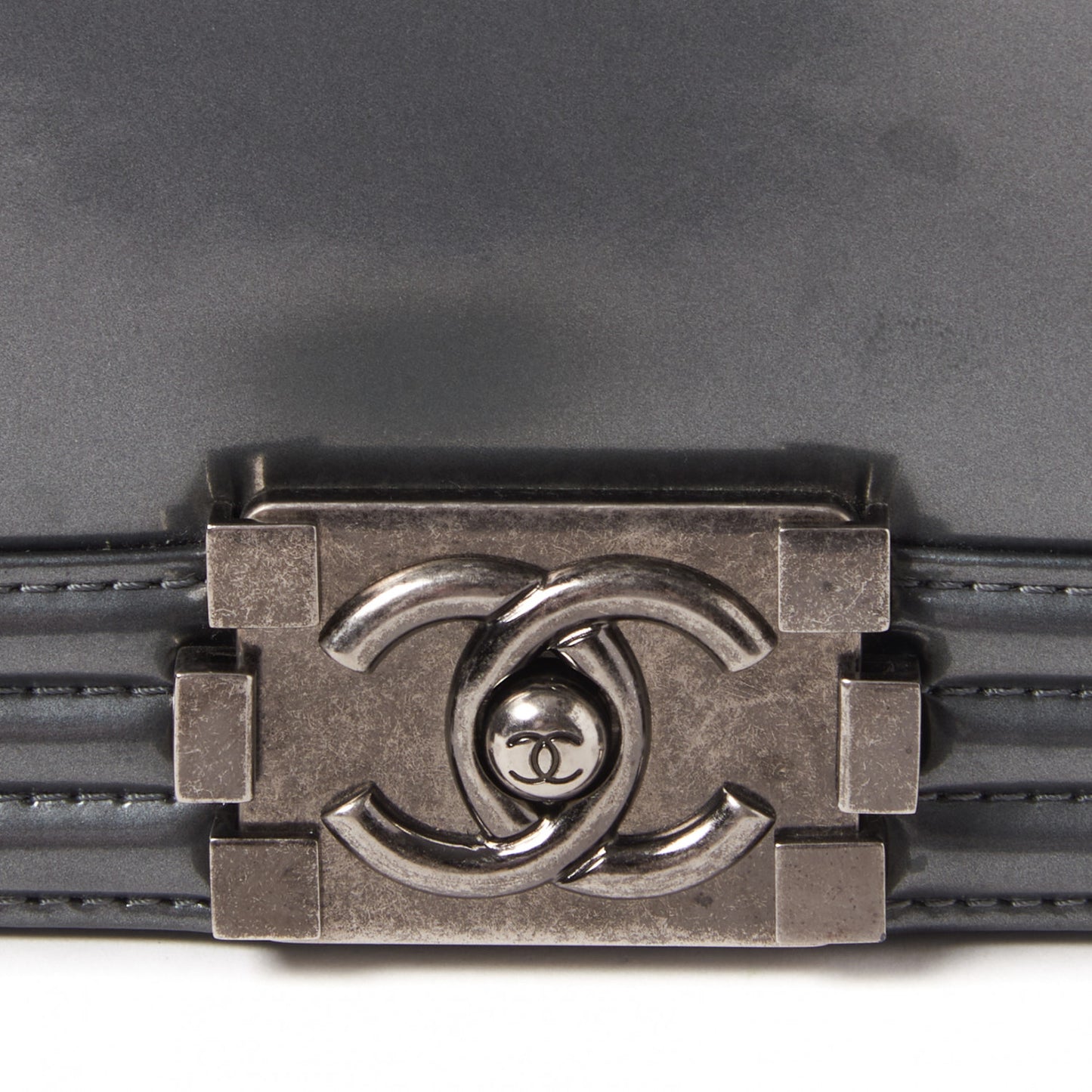 Glazed Calfskin Large Boy Flap Grey
