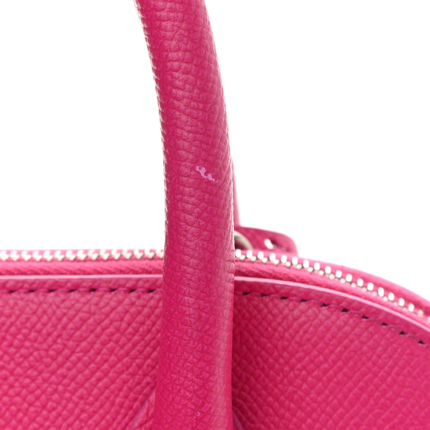 Balenciaga Signature Grained Calfskin Logo S Ville Top Handle Bag Fuchsia 12 of 14