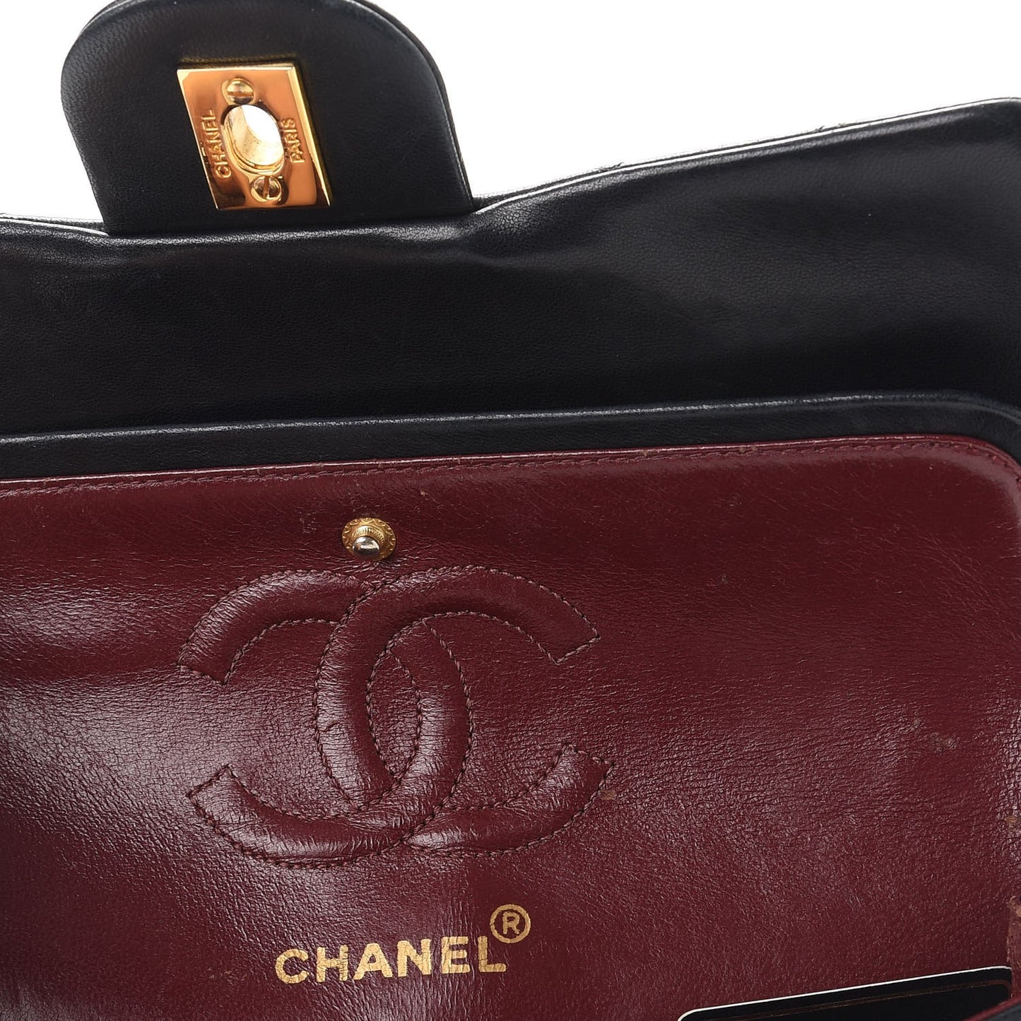 Lambskin Quilted Small Double Flap Black
