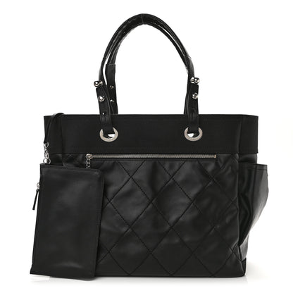 Chanel Coated Canvas Quilted Large Paris Biarritz Tote Black 1 of 12