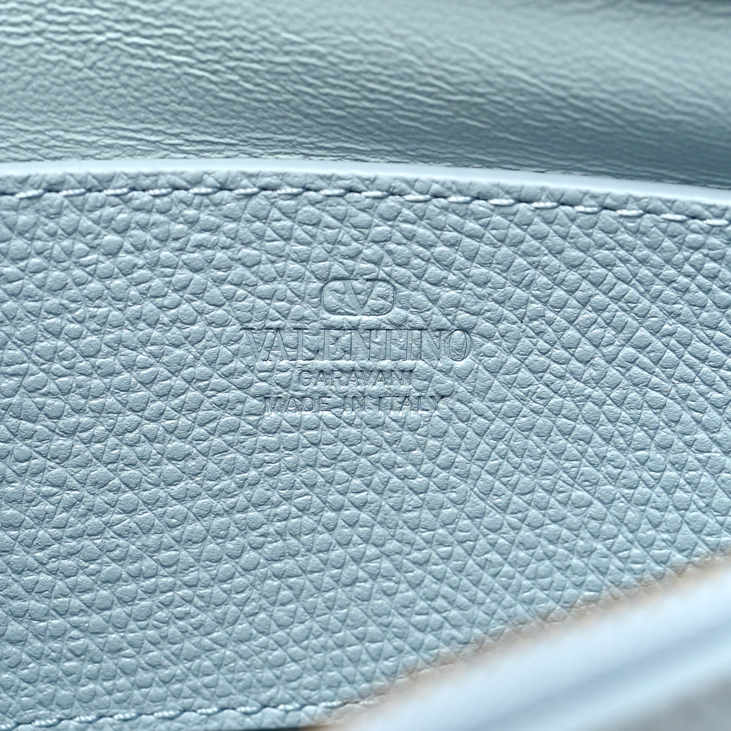 Grainy Calfskin Mini Vlogo Signature Hobo Bag Light Blue