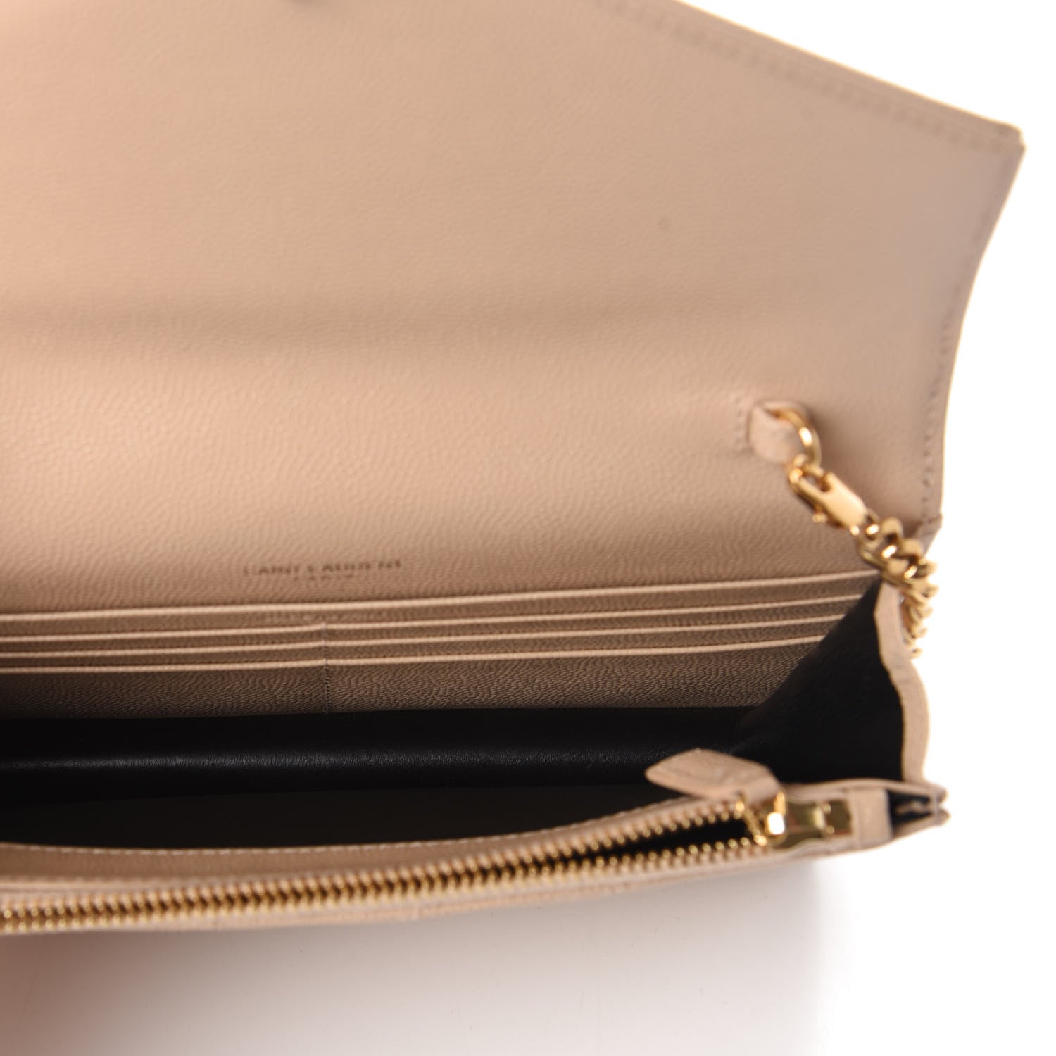 Saint Laurent Grain De Poudre Matelasse Chevron Monogram Envelope Chain Wallet Nude Powder 5 of 9