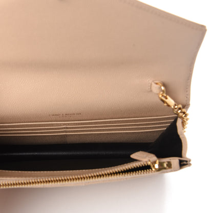 Saint Laurent Grain De Poudre Matelasse Chevron Monogram Envelope Chain Wallet Nude Powder 5 of 9