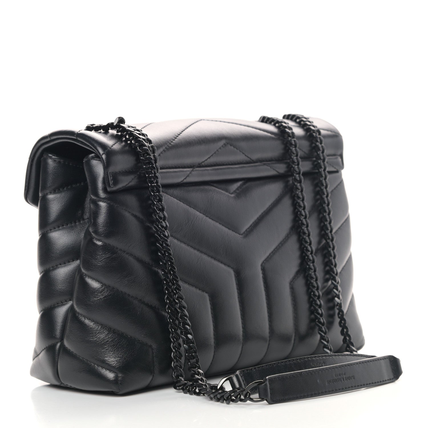 Saint Laurent Calfskin Y Quilted Monogram Small Loulou Chain Satchel Black 3 of 10