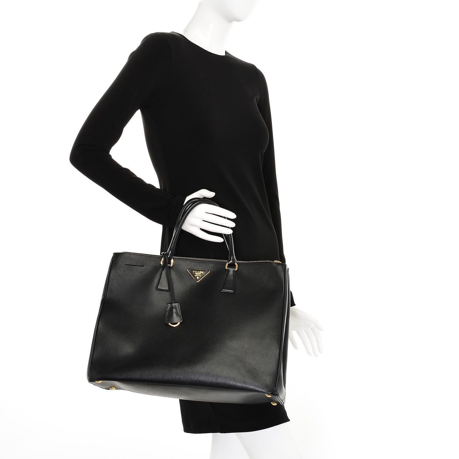 Prada Saffiano Lux Extra Large Galleria Double Zip Tote Black 2 of 13