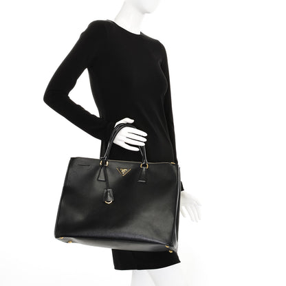 Prada Saffiano Lux Extra Large Galleria Double Zip Tote Black 2 of 13