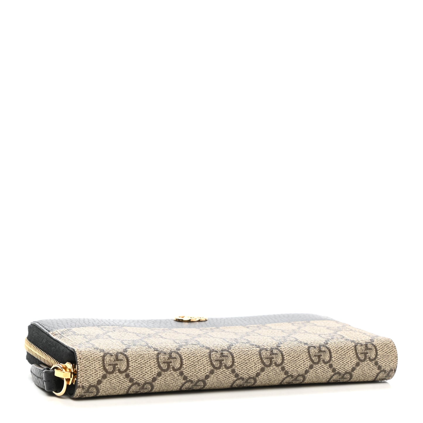 Dollar Calfskin GG Supreme Monogram GG Marmont Zip Around Wallet Black Beige Ebony