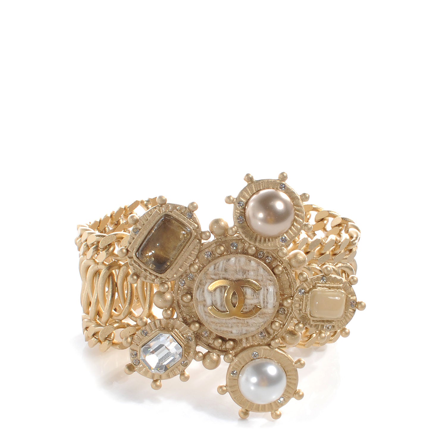 Chanel Stone Pearl Maltese Chain CC Bracelet Gold 1 of 5