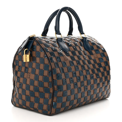 Louis Vuitton Damier Paillettes Speedy 30 Blue 3 of 13
