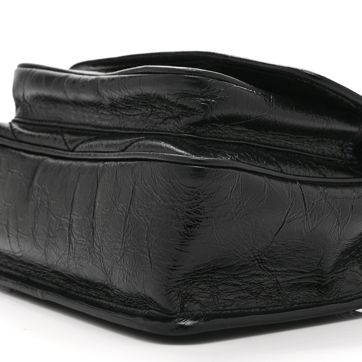Crinkled Calfskin Matelasse Monogram Baby Niki Chain Satchel Black