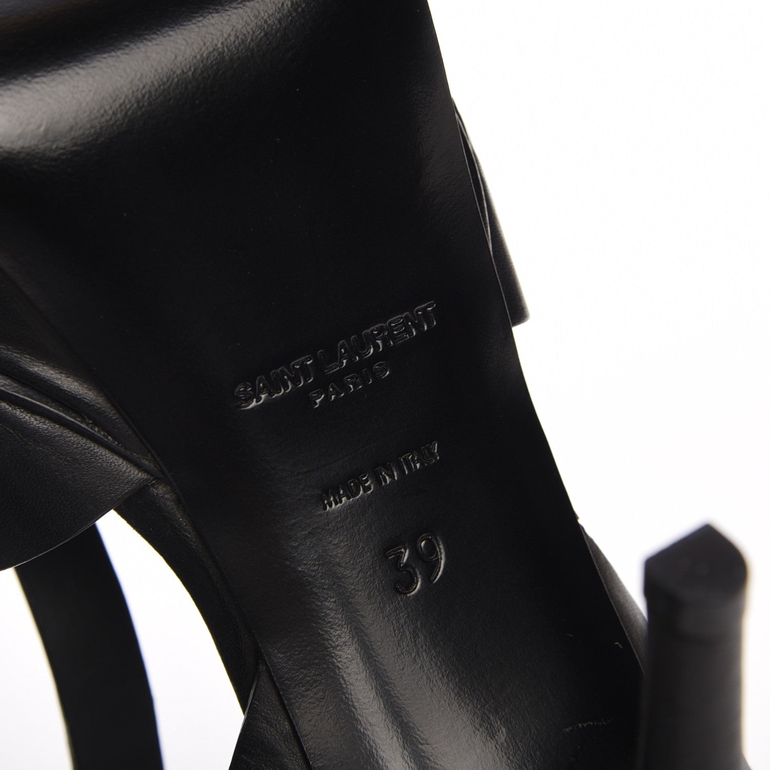 Saint Laurent Calfskin Tribute 75 Platform Sandals 39 Black 6 of 7