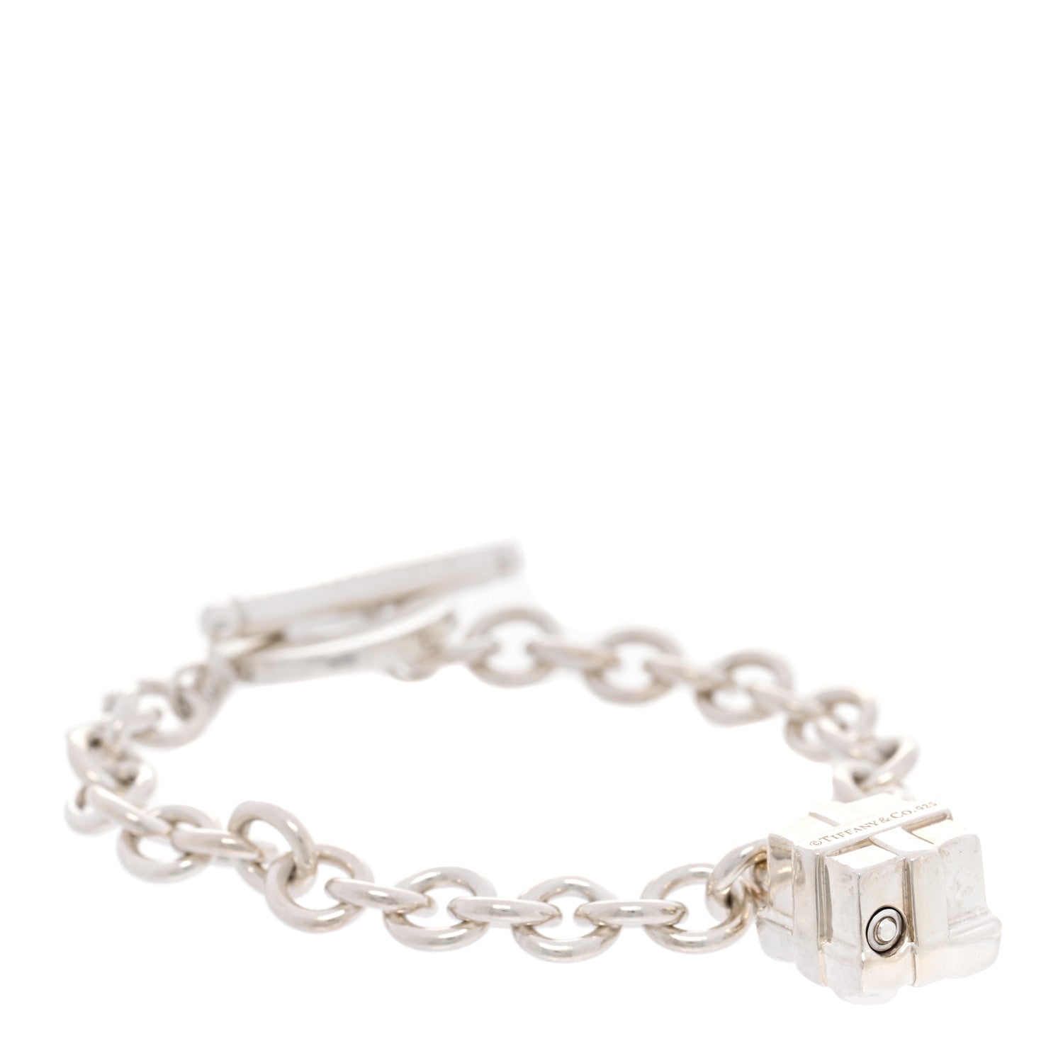 Tiffany Sterling Silver Gift Box Charm Toggle Bracelet 1 of 3