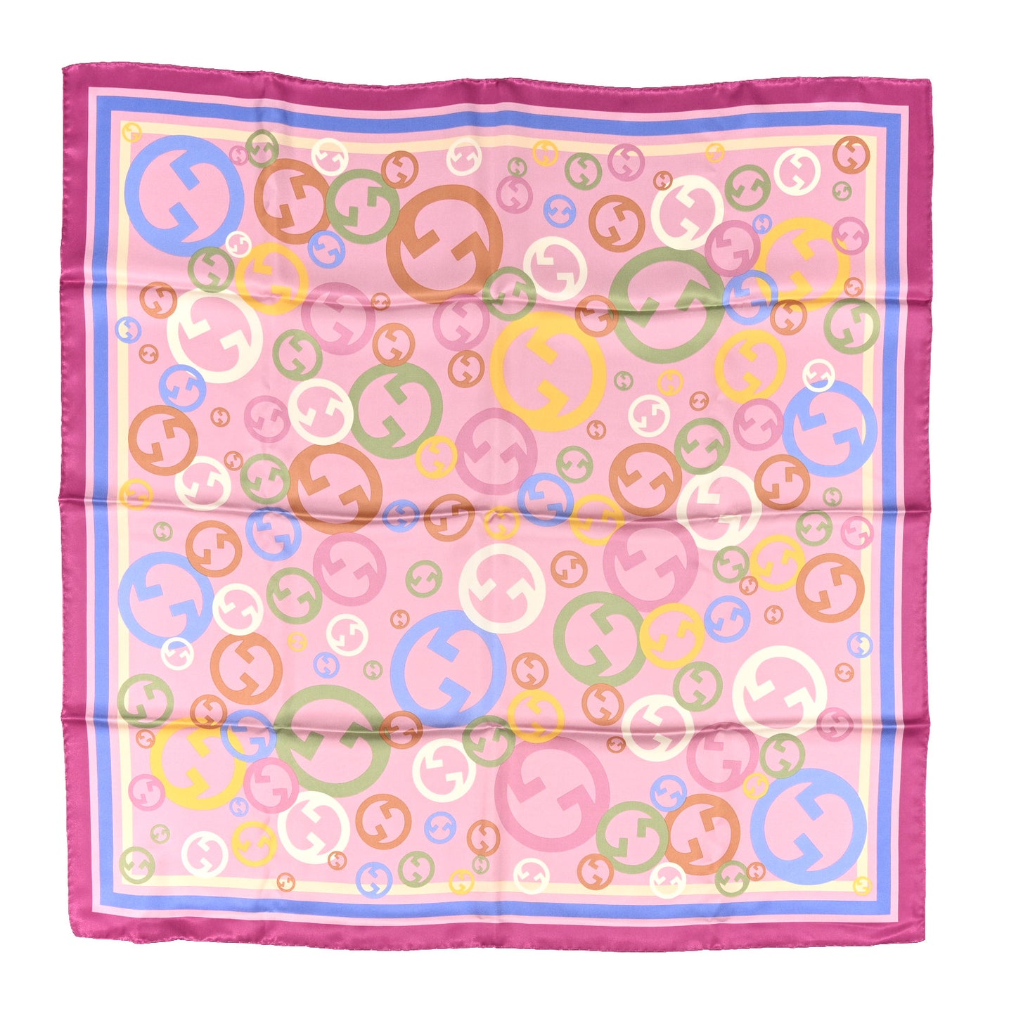 Silk Twill GG Bubble Square Scarf Roseate