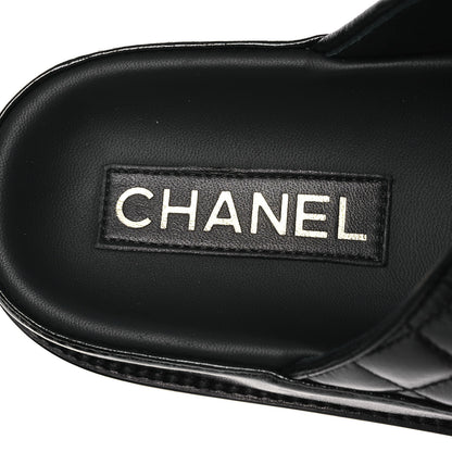 Chanel Lambskin Quilted Velcro Dad Chain CC Slide Sandals 38.5 Black 9 of 12