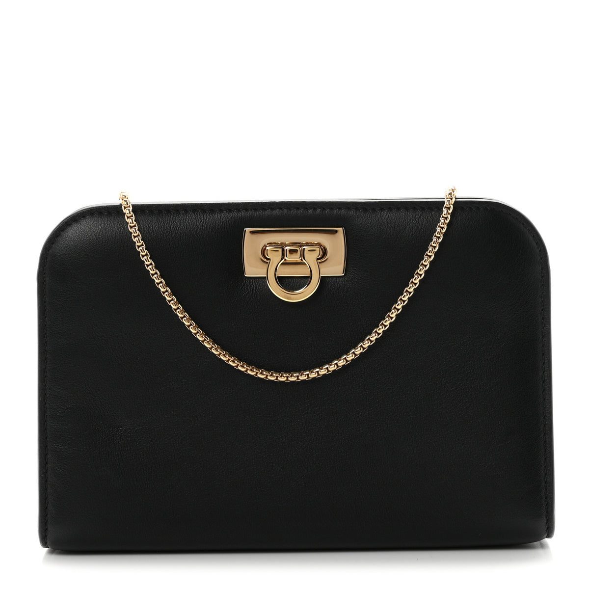 Salvatore Ferragamo Calfskin Diana Mini Clutch Black 1 of 10