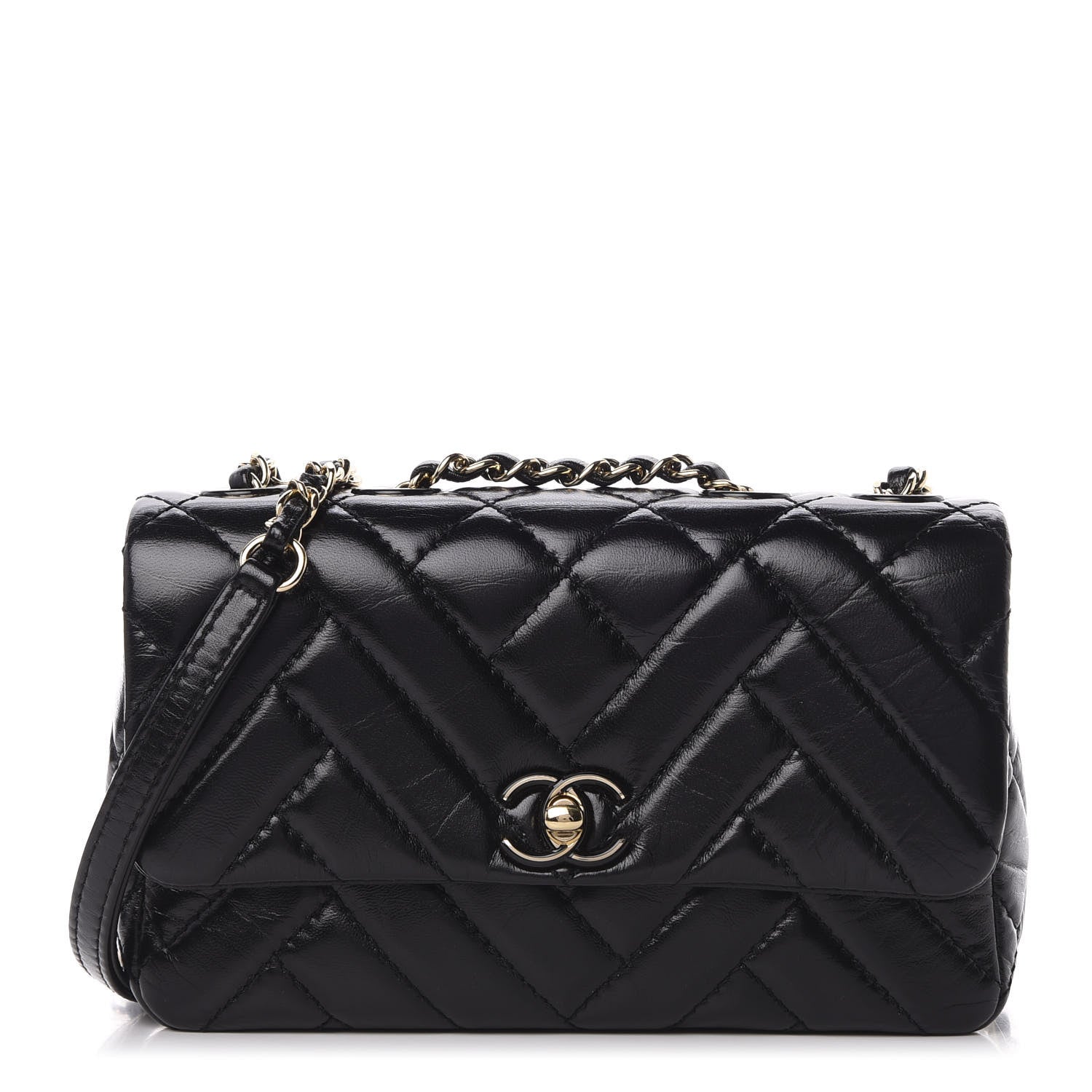 Chanel Shiny Lambskin Quilted Small Montcoco Flap Black 1 of 11