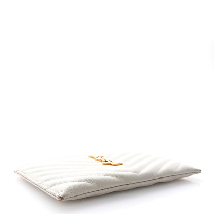 Saint Laurent Grain De Poudre Chevron Monogram Bill Pouch Crema Soft 4 of 12