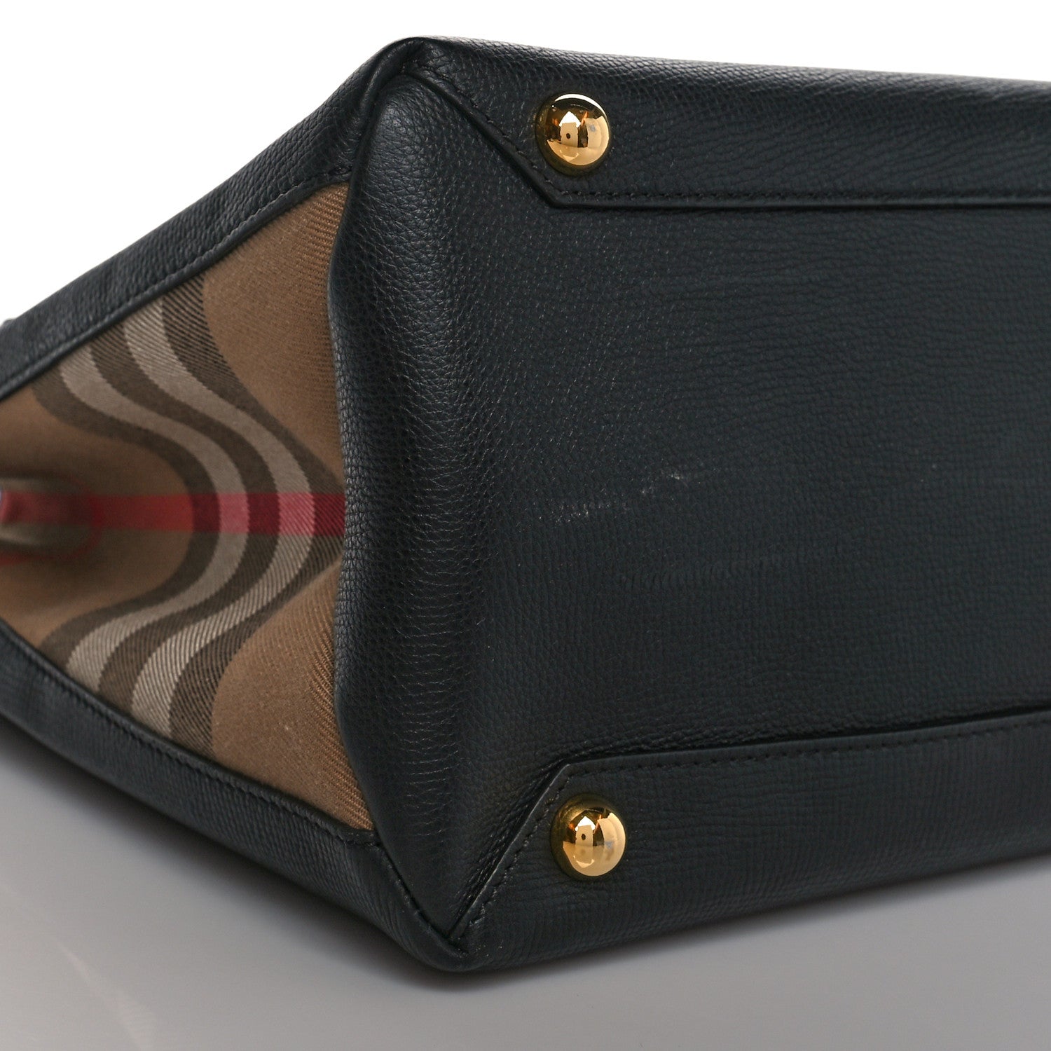 Burberry Grainy Calfskin House Check Large Banner Tote Black 10 of 11