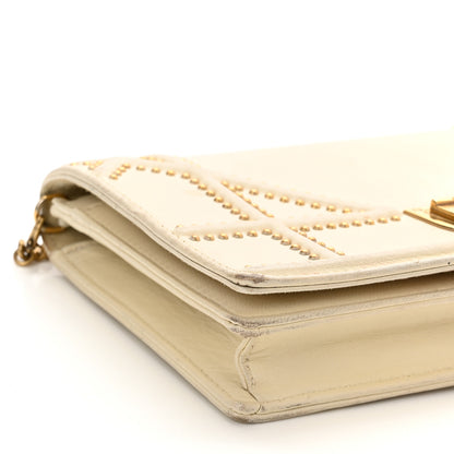 Christian Dior Lambskin Studded Diorama Wallet on Chain Pouch Off White 16 of 17