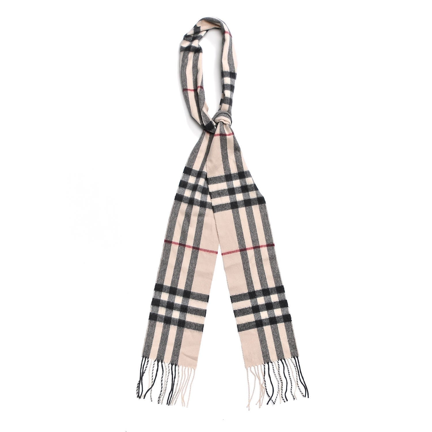 Burberry Cashmere Giant Check Fringe Scarf Ivory 1 of 5