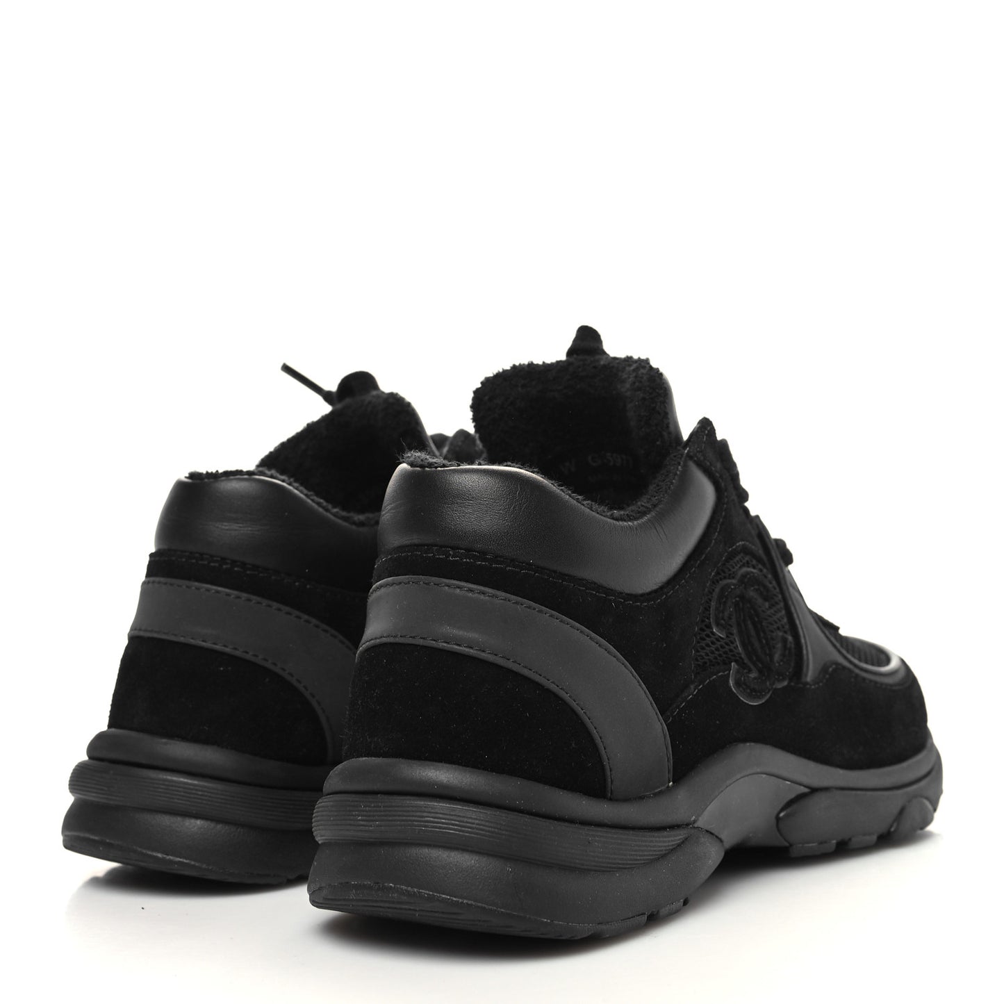 Fabric Calfskin Suede CC Sneakers 36 Black