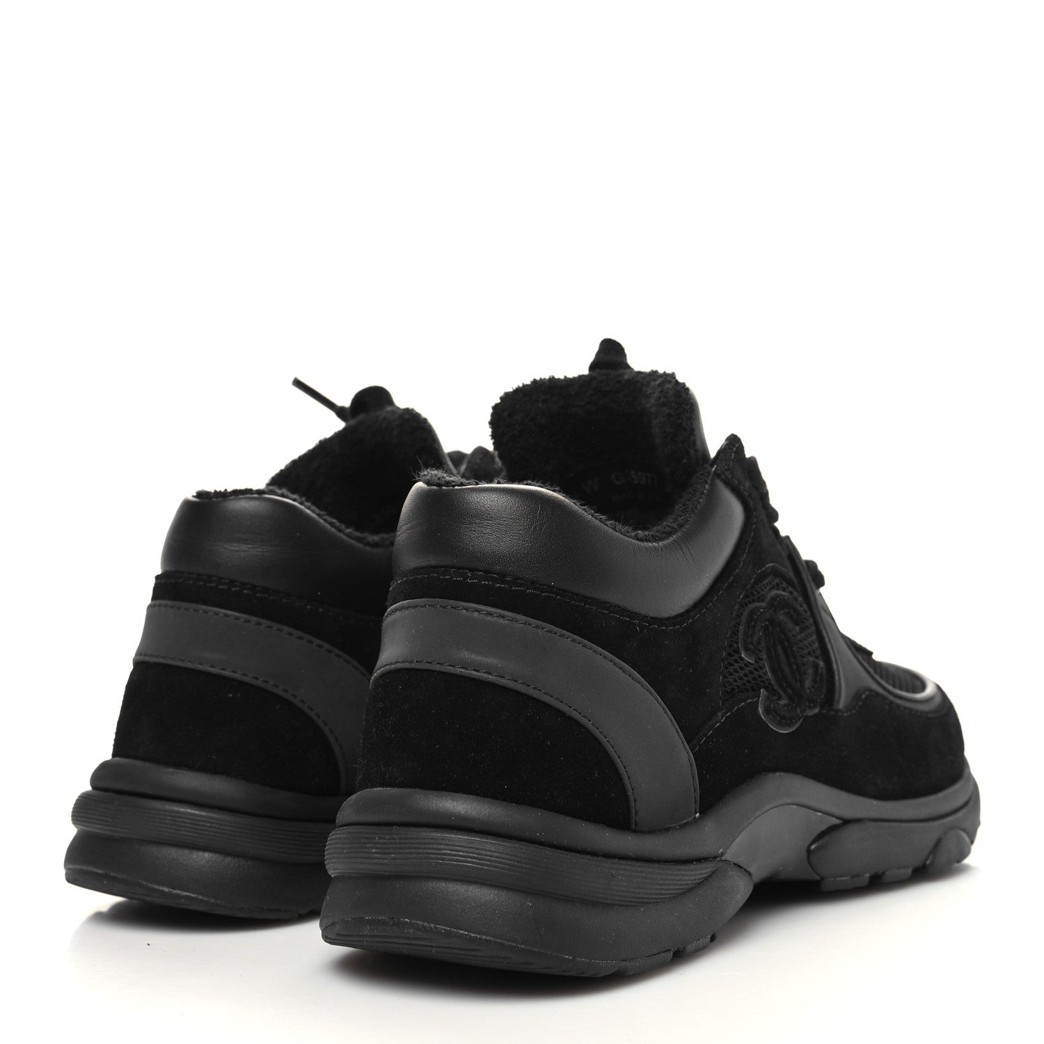 Chanel Fabric Calfskin Suede CC Sneakers 36 Black 4 of 7