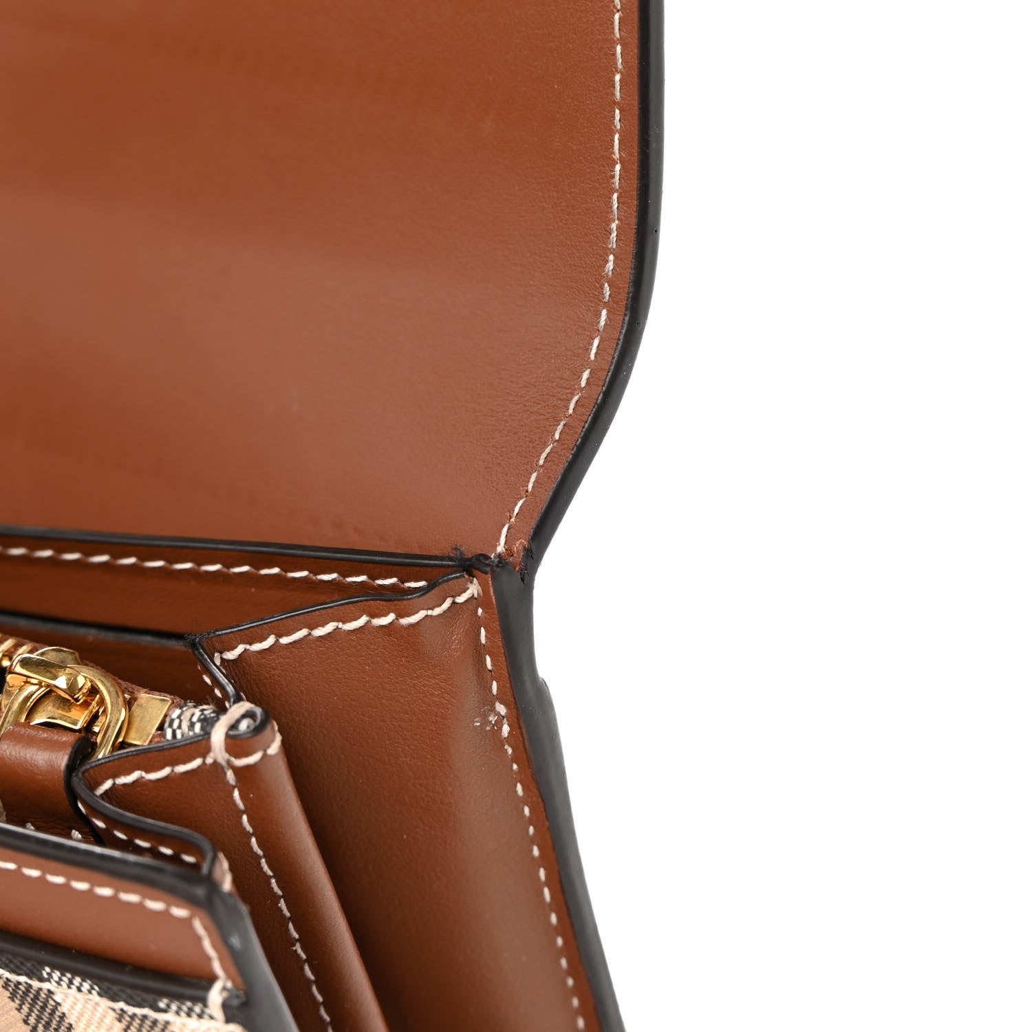 Burberry Vintage Check Grain Calfskin Halton Wallet Tan 13 of 15