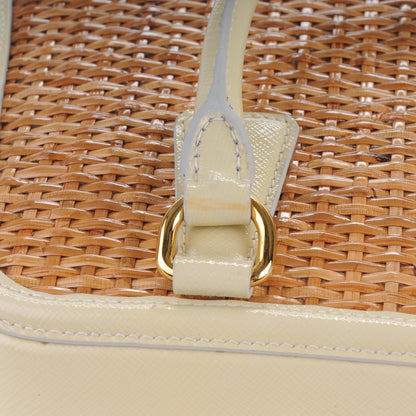 Prada Wicker Saffiano Pyramid Bag Naturale Talco 9 of 9