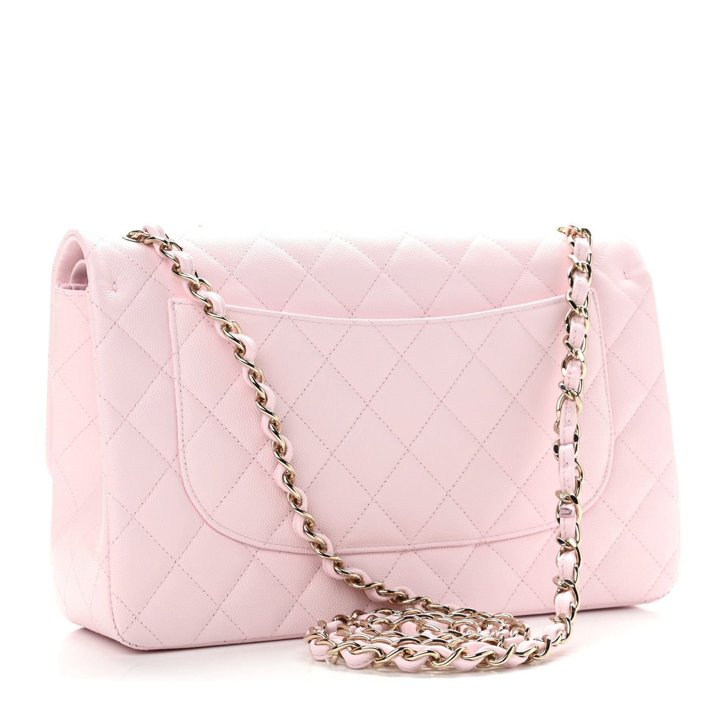 Caviar Quilted Jumbo Double Flap Light Pink