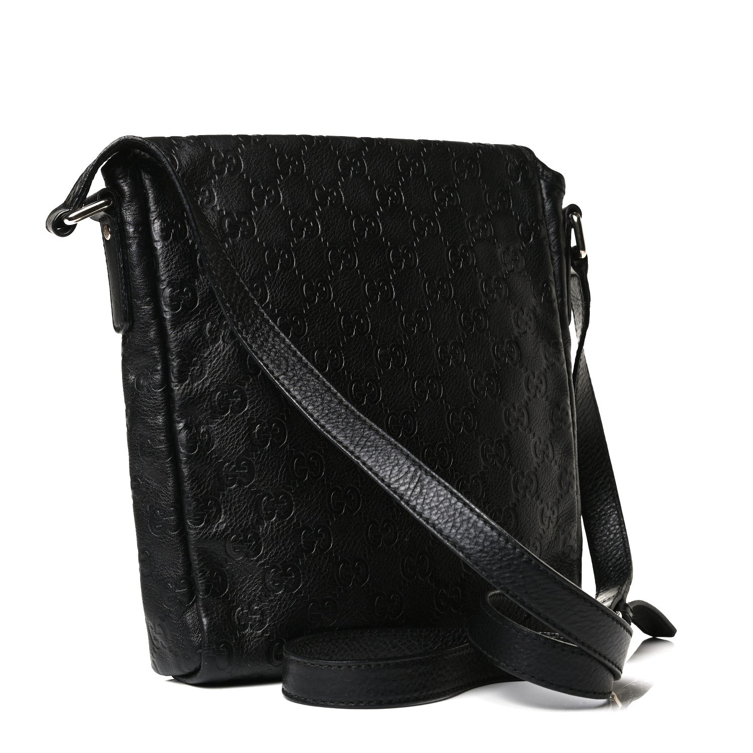 Gucci Guccissima Small Flap Messenger Bag Black 3 of 13