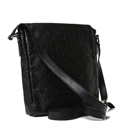 Gucci Guccissima Small Flap Messenger Bag Black 3 of 13