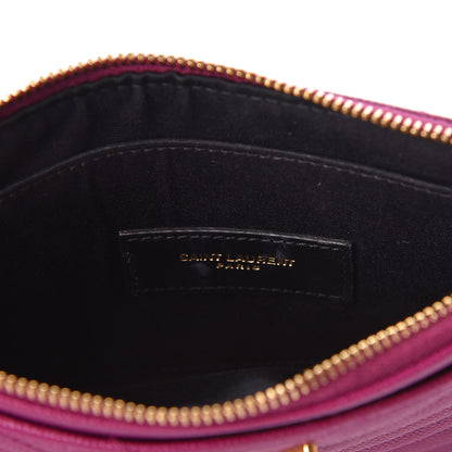 Saint Laurent Grain De Poudre Chevron Monogram Bill Pouch Dark Grape 10 of 13