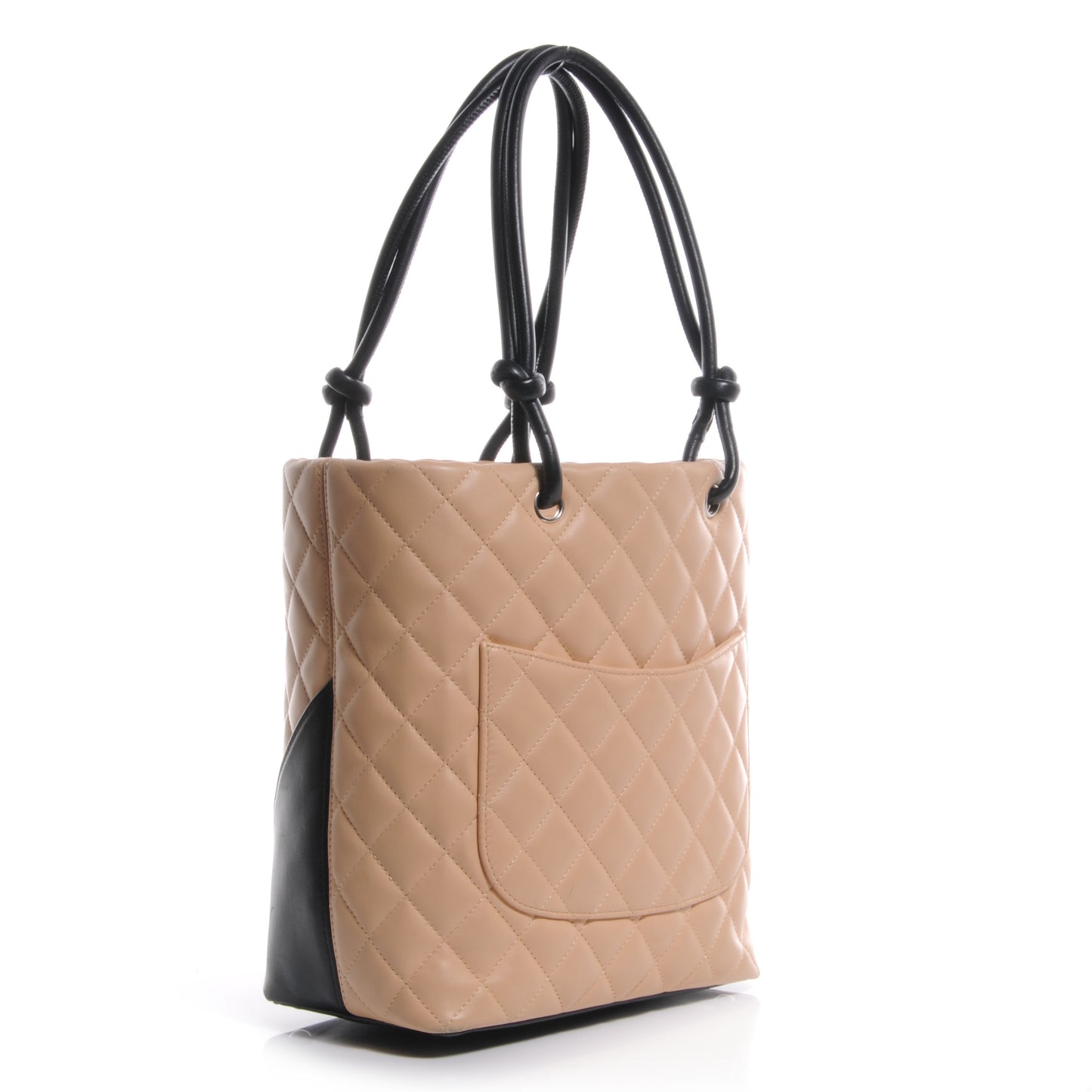 Calfskin Quilted Small Cambon Tote Beige Black