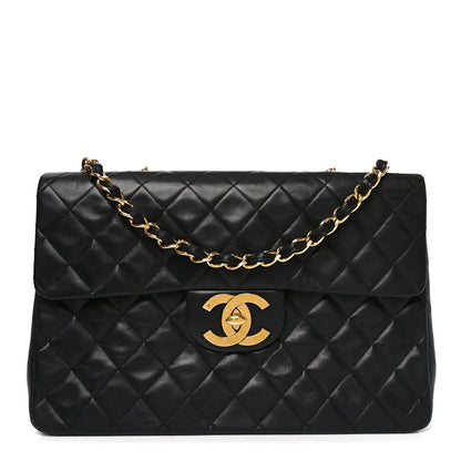 Chanel Lambskin Quilted XL Jumbo Single Flap Black 1 of 10