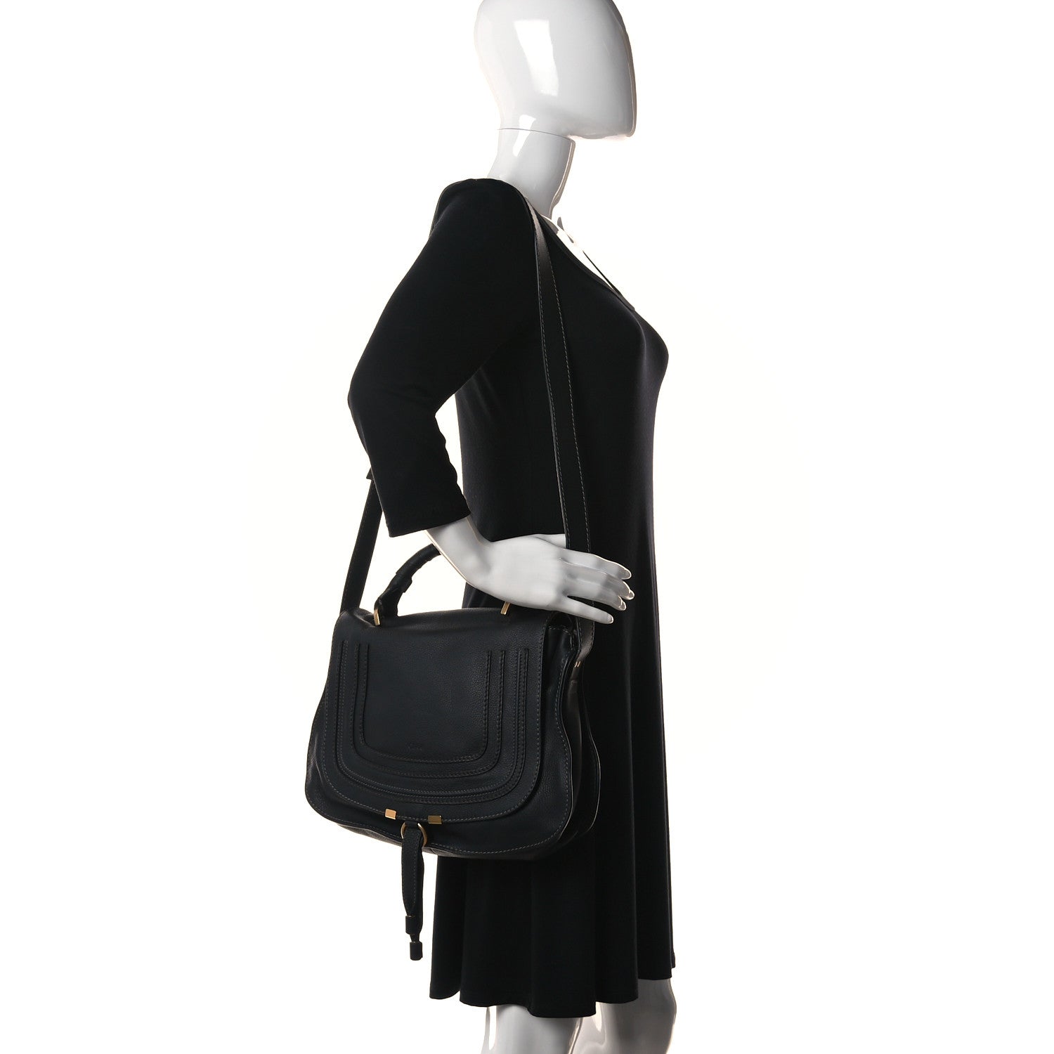 Chloe Calfskin Medium Marcie Top Handle Bag Black 2 of 12