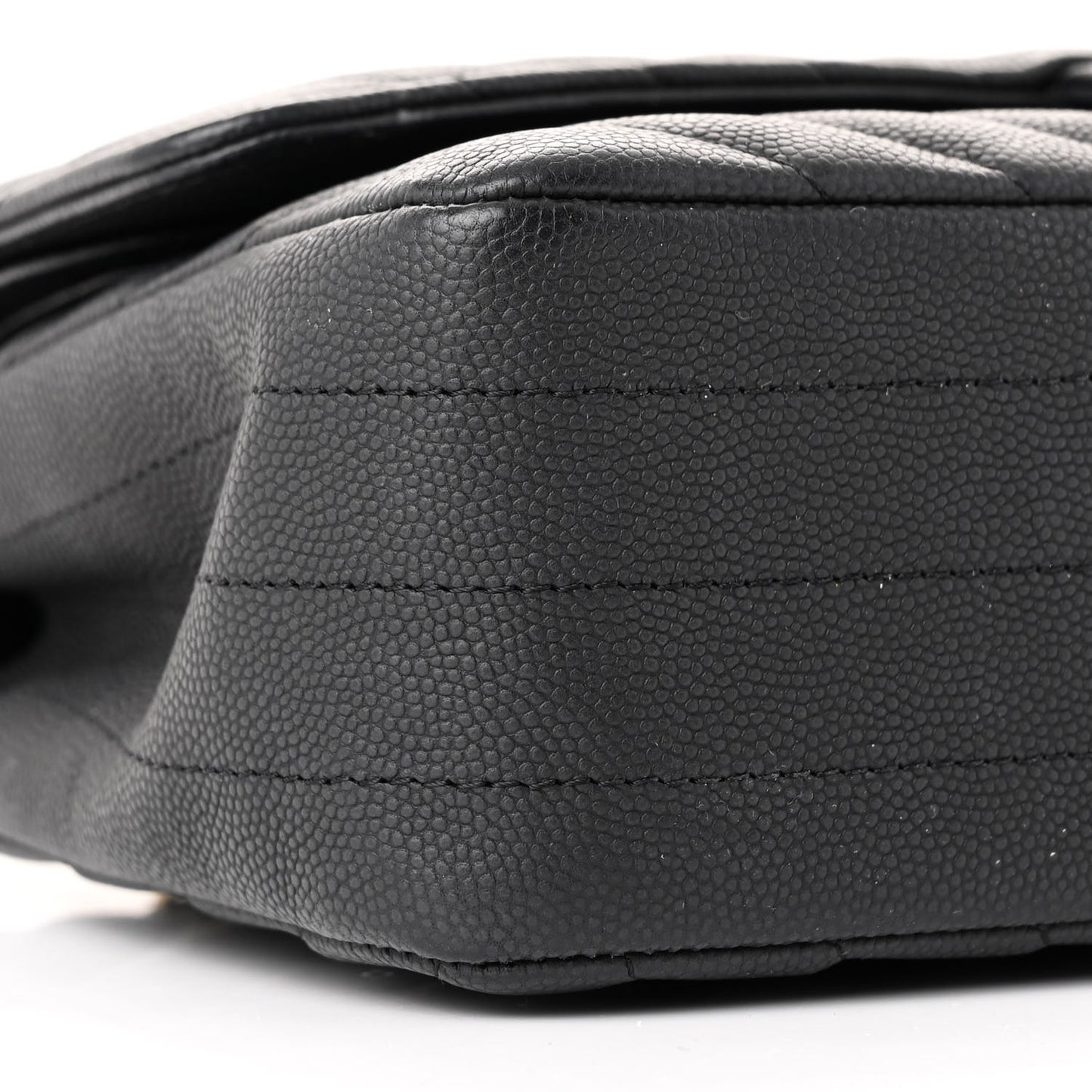 Caviar Chevron Quilted Medium Double Flap Black