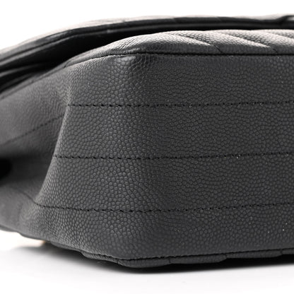 Chanel Caviar Chevron Quilted Medium Double Flap Black 9 of 11