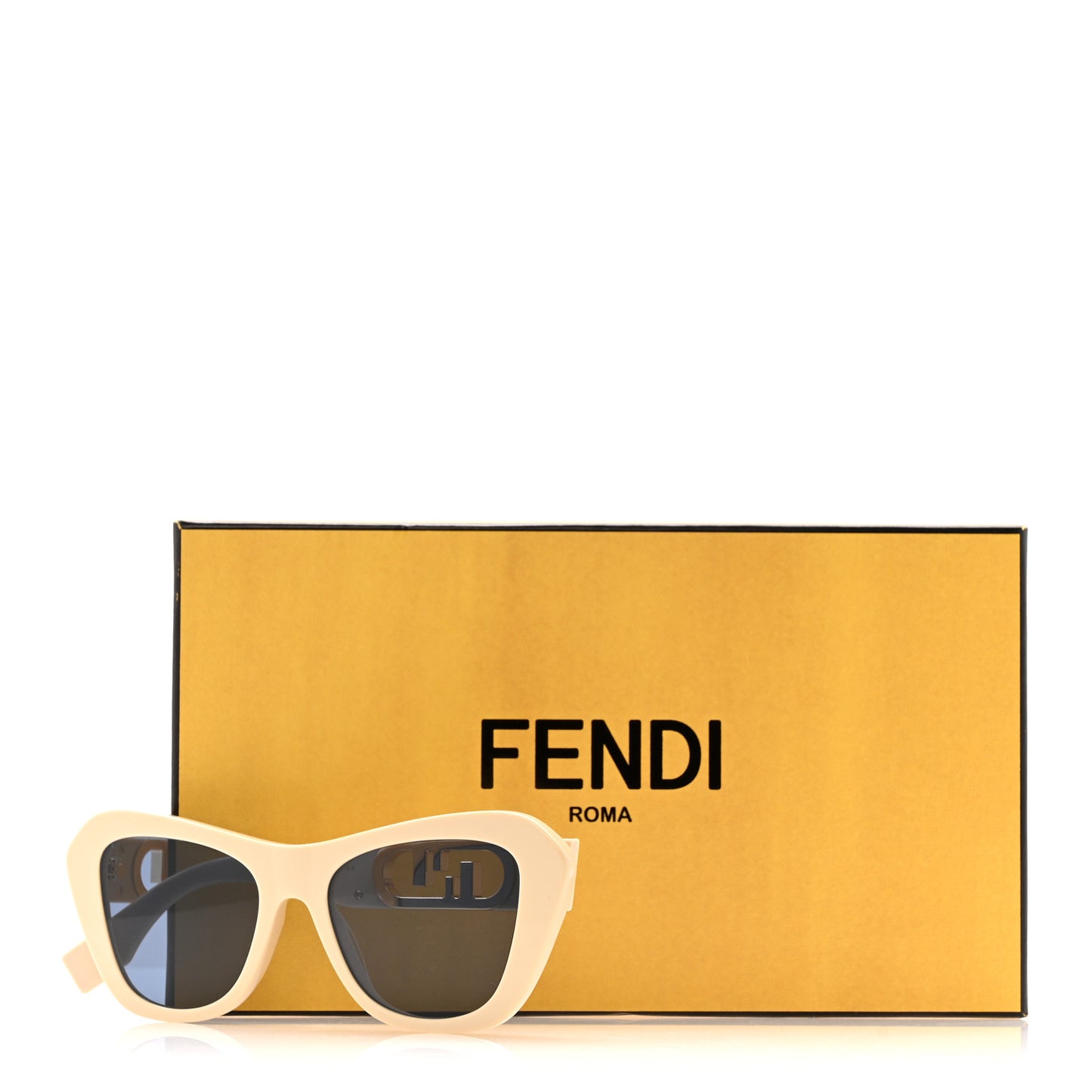 Acetate Fendi Square Sunglasses FE40100I Beige Gold