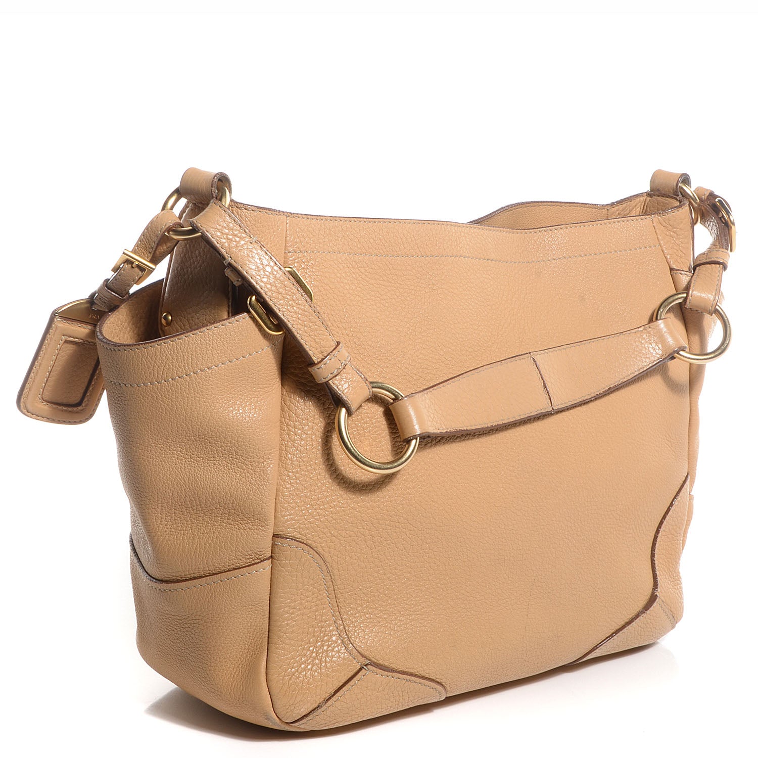 Prada Vitello Daino Side Pocket Hobo Sabbia 3 of 10