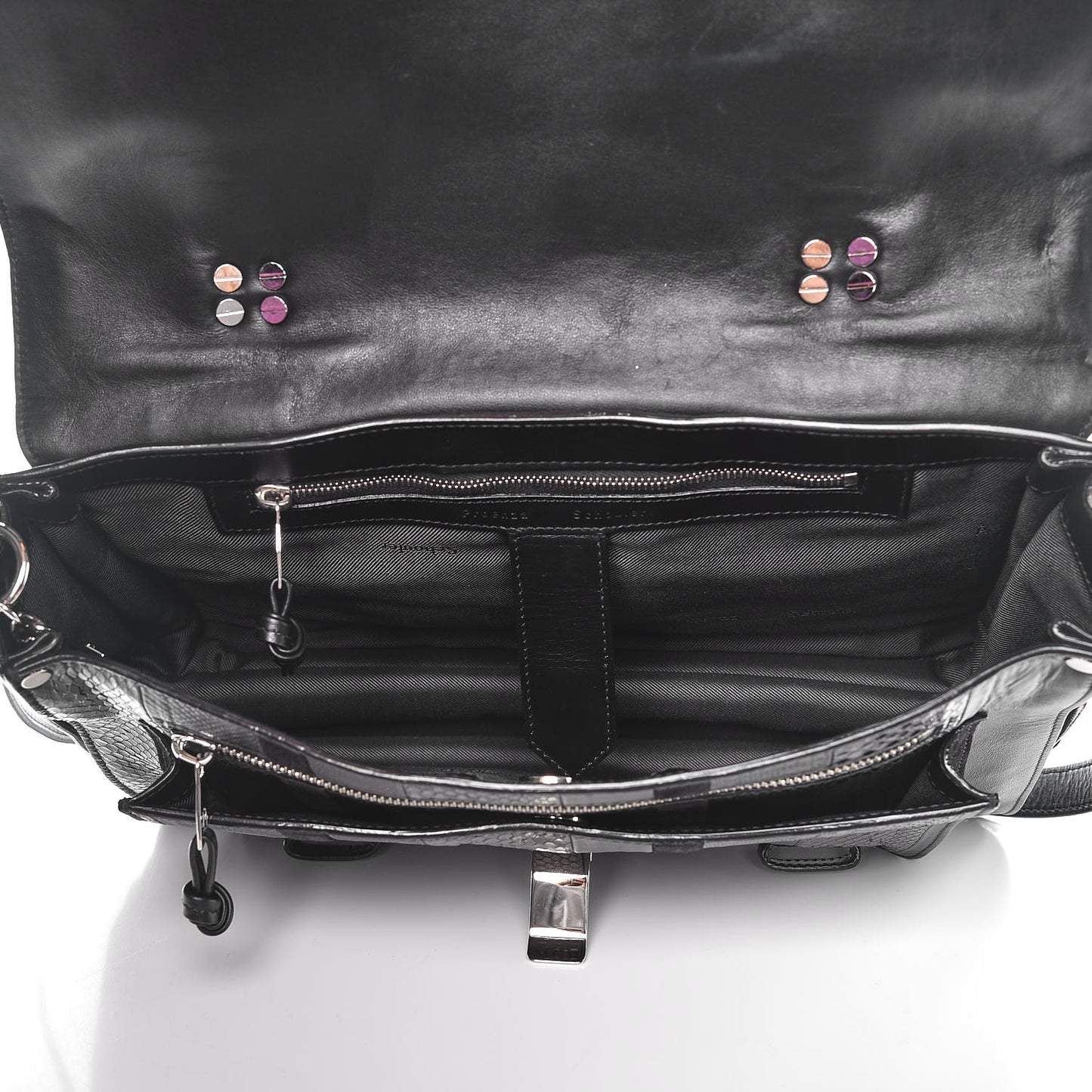 Lambskin Karung Ayers Medium Paneled PS1 Satchel Black