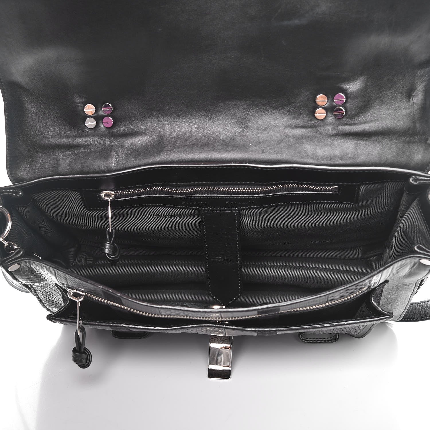Proenza Schouler Lambskin Karung Ayers Medium Paneled PS1 Satchel Black 5 of 9