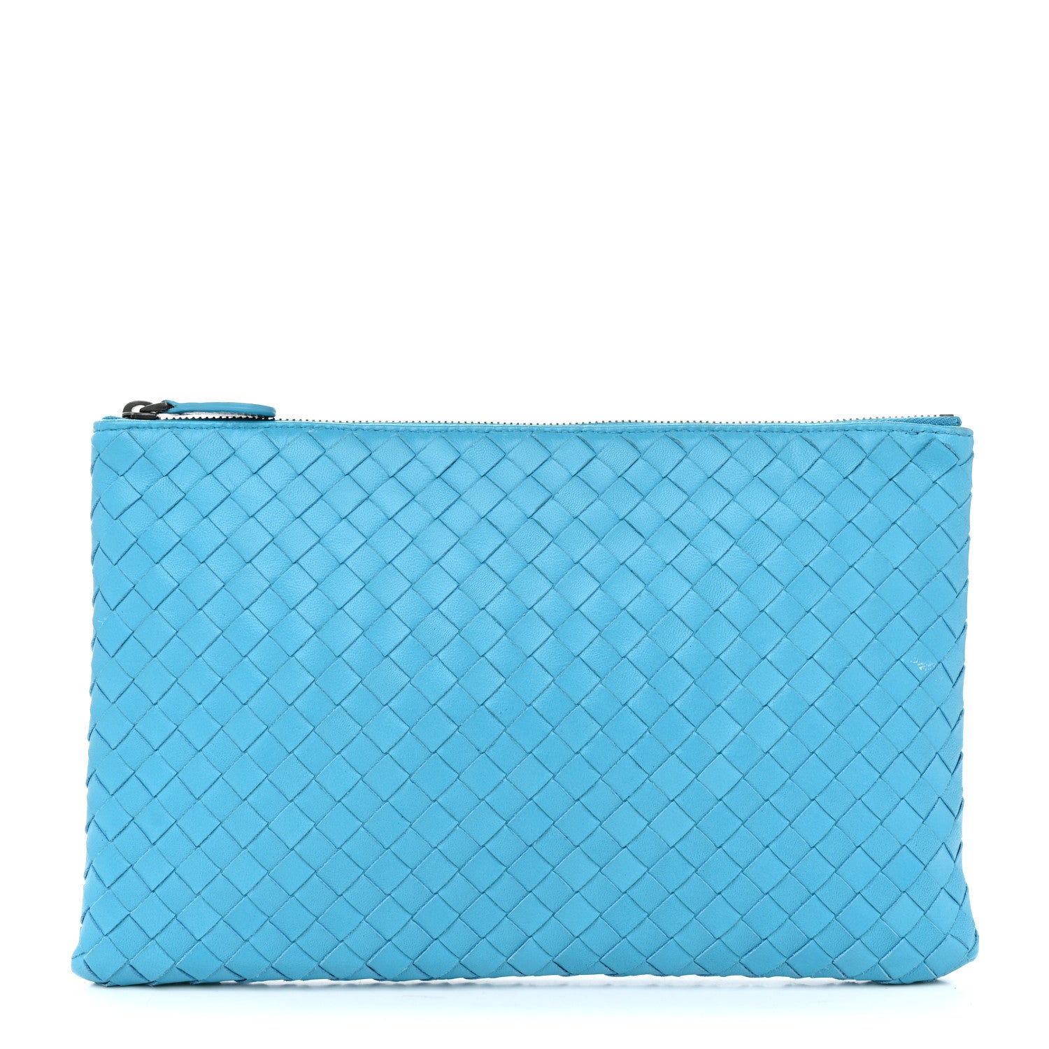 Bottega Veneta Nappa Intrecciato Flat Zip Pouch  Turquoise 1 of 7